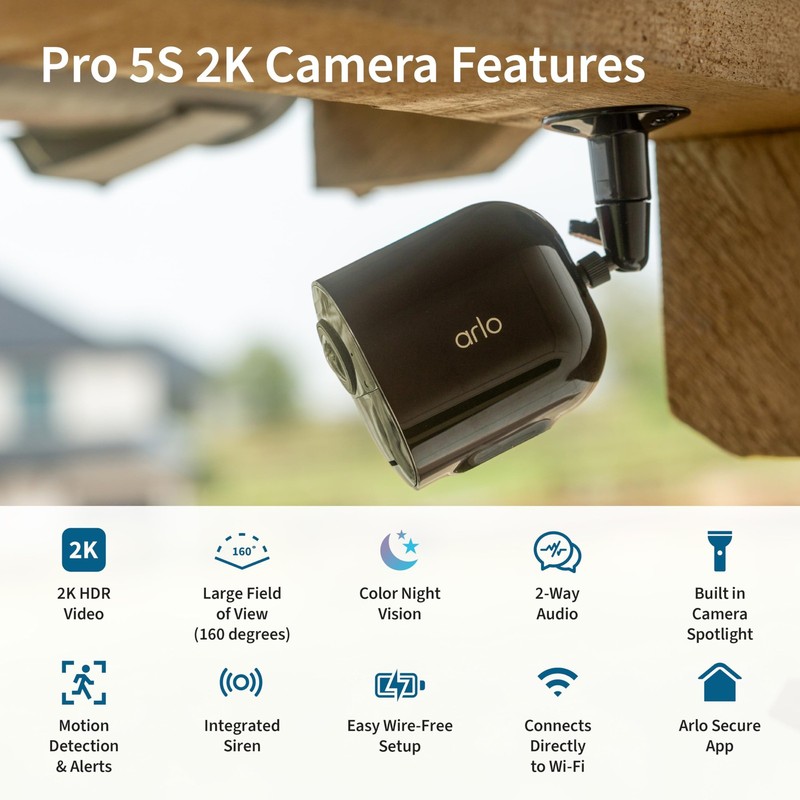 Arlo Pro 5S Spotlight Security Camera 2K HDR | Outdoor | Wireless | Dual-Band gallery