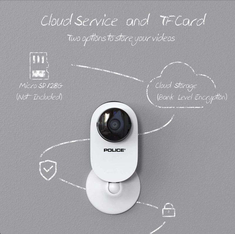POLICE WiFi Indoor Smart Home Camera with Night Vision Motion Sensor Sound App gallery