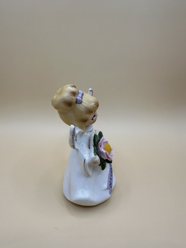 Vintage Lefton October Birthday Girl Angel Ceramic Figurine #6224 Japan gallery