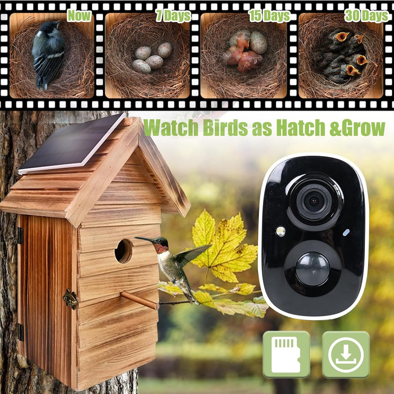 Smart Bird House with Camera, 2.4G Wifi & App Alerts, 160° Wide View 1080P HD Wi gallery