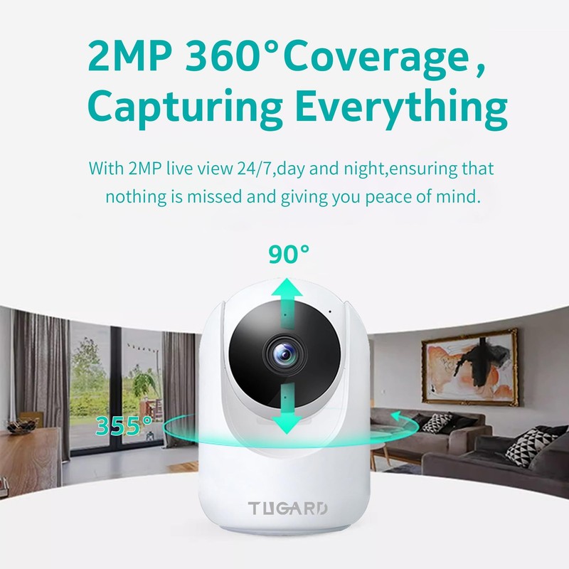 Indoor Security Camera,2.4G WiFi Cameras for Home Security,Pan Tilt 355°View ... gallery