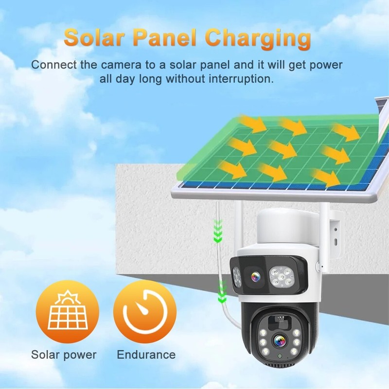 5PCS 4MP Solar Wireless Security Camera WiFi PTZ Dual Lens 2-Way Audio gallery