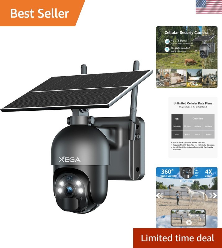 Waterproof 4G LTE Cellular Camera – 360° PTZ & Smart Motion Detection