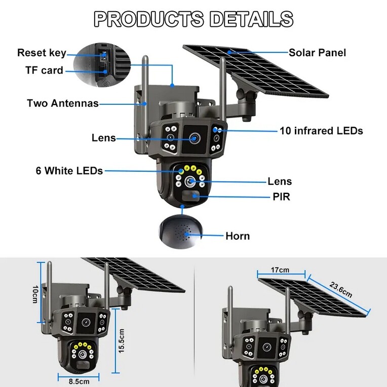 Solar Battery Powered Wireless WiFi Outdoor Pan/Tilt Home Security Camera System gallery