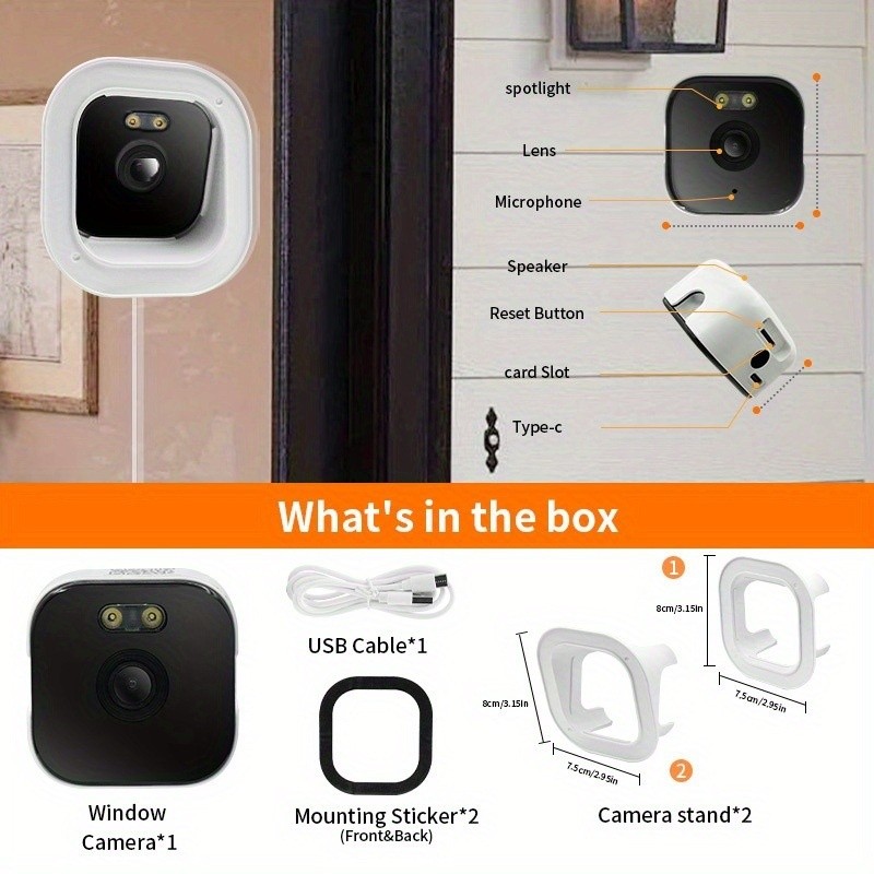 Night Vision Window Mount Smart Panoramic Camera for Home Security, HD Surveilla gallery