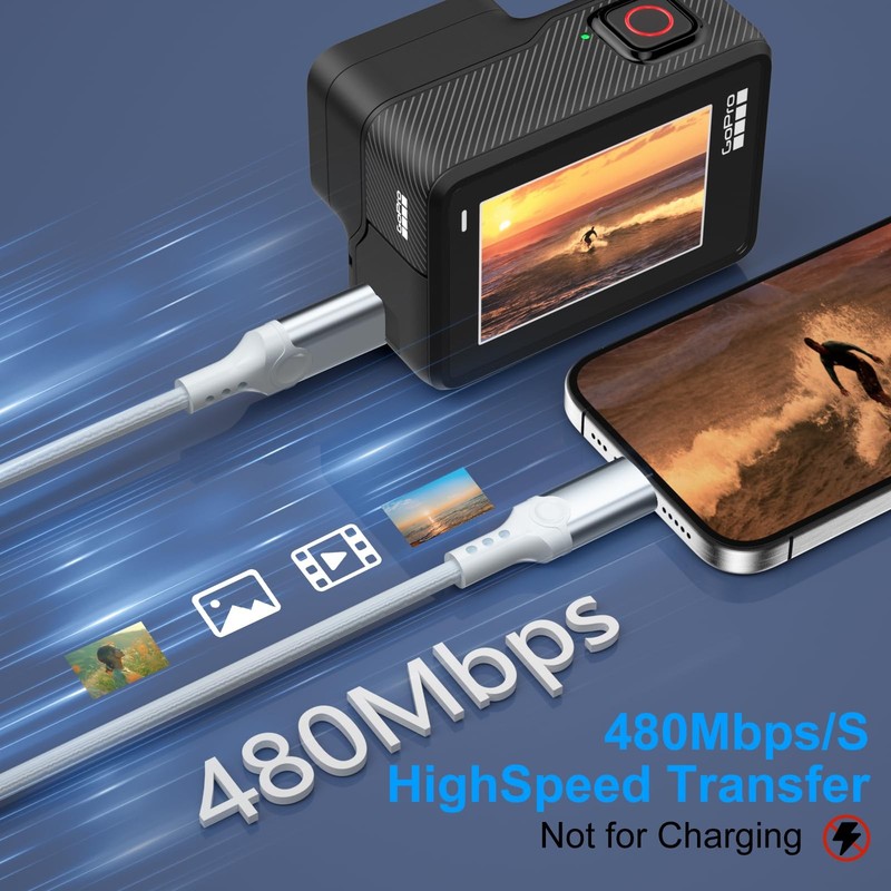 USB to for Lightning Cable, OTG Digital Adapter for Gopro Hero 13 12, 3.3FT P... gallery