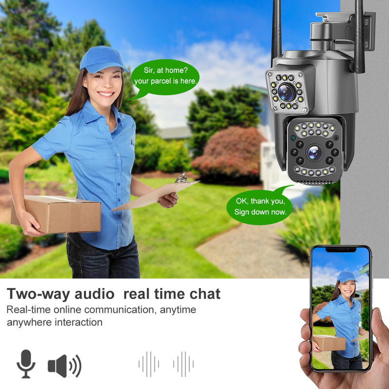 KERUI 4MP WiFi Camera Dual Lens Wireless PTZ Camera Outdoor 360° Security Camera gallery