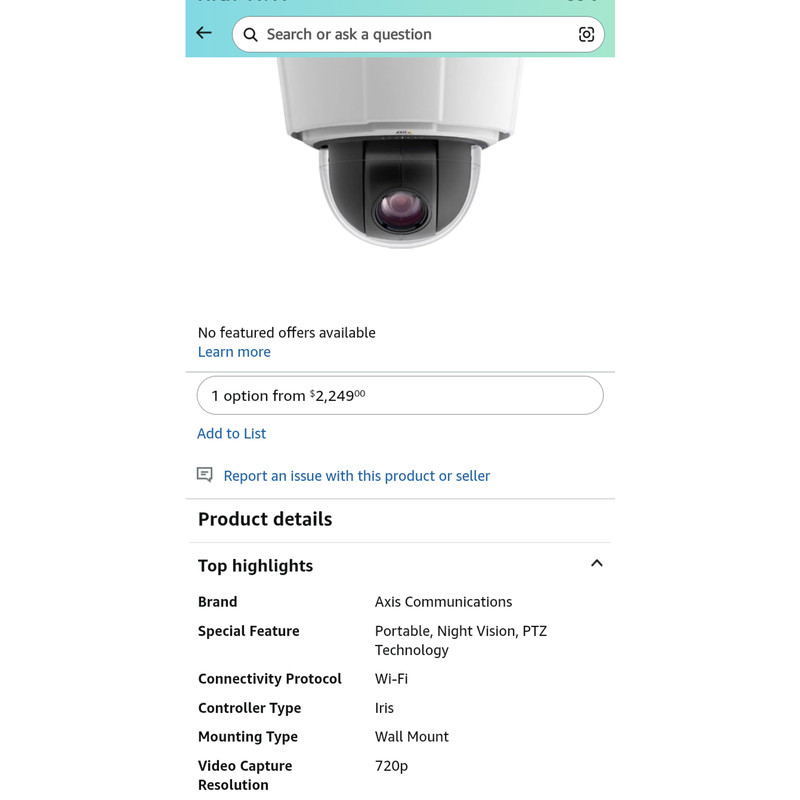 Axis P5522-E PTZ 60Hz Network Security Camera PoE gallery