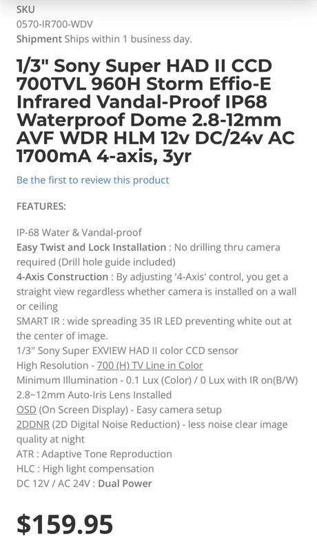 Effio-E infared Vandal Proof Dome Camera 700TVL 960H gallery