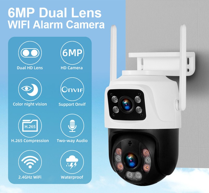 KERUI 6MP Dual Lens HD Wireless WiFi IP Camera Outdoor CCTV Home Security 2Pack gallery