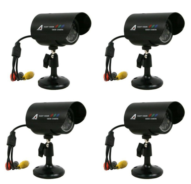 4/pics Wired Surveillance Cameras with 4/pics Power Supply NEW