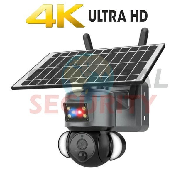 4G 4K 360° Wireless Waterproof Solar Camera Black