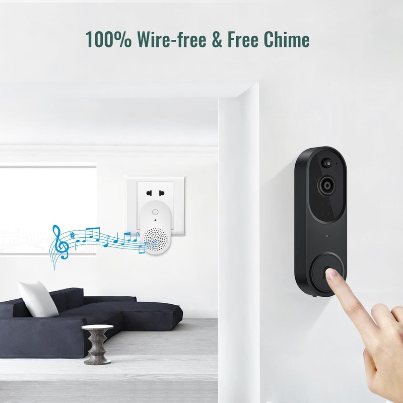 1080p Video Doorbell Camera Wireless with Chime, AI Human Detection, 2-Way Audio gallery