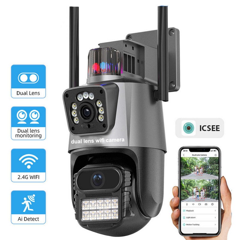 Dual Lens HD 1080P WiFi IP Camera Wireless Outdoor CCTV PTZ Home Security IR Cam gallery