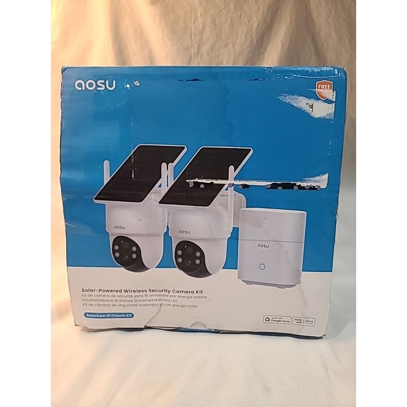 AOSU Solar Security Cameras Outdoor Wireless 2 Cam-Kit 2K Night Vision 360° View