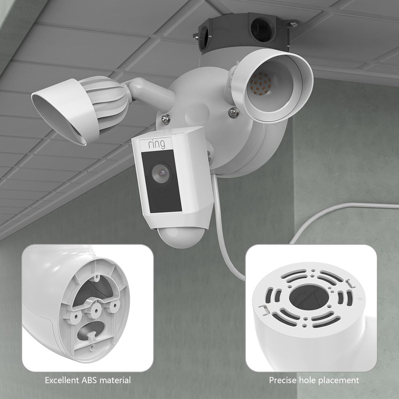 Outdoor Camera Eave Mount Bracket Compatible with R-Ing Floodlight Cam Wired Pro gallery