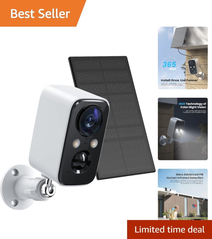 1080p HD Solar Security Camera – Wireless, Waterproof, PIR Motion Detection