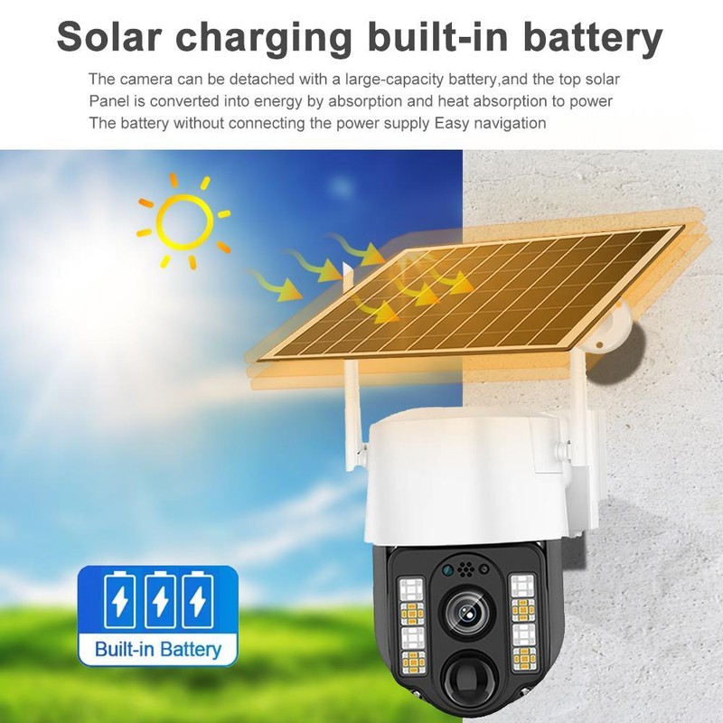 Solar Camera Dual Lens Human Detect Energy Waterproof Home Security Protection gallery