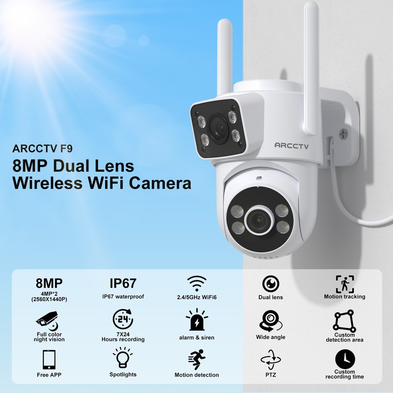 ARCCTV 4MP Security Camera Outdoor Wireless WiFi Pan/Tilt Home Dual Lens Cameras gallery