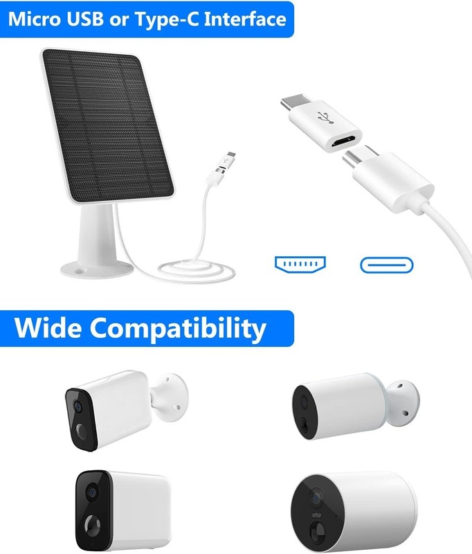 Adjustable 5W Solar Panel for Security Cameras with Waterproof Design & Cable gallery