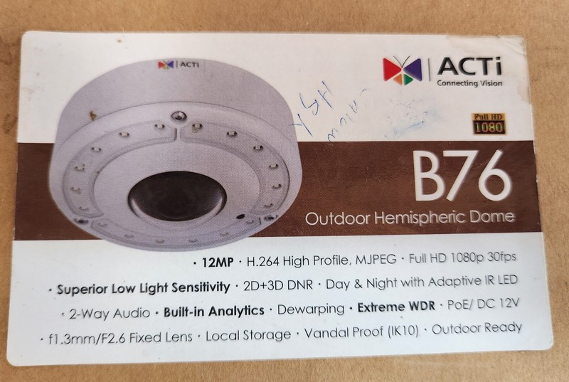 ACTi B76 12MP Outdoor Hemispheric Fisheye Dome IP Security Camera Night Vision gallery