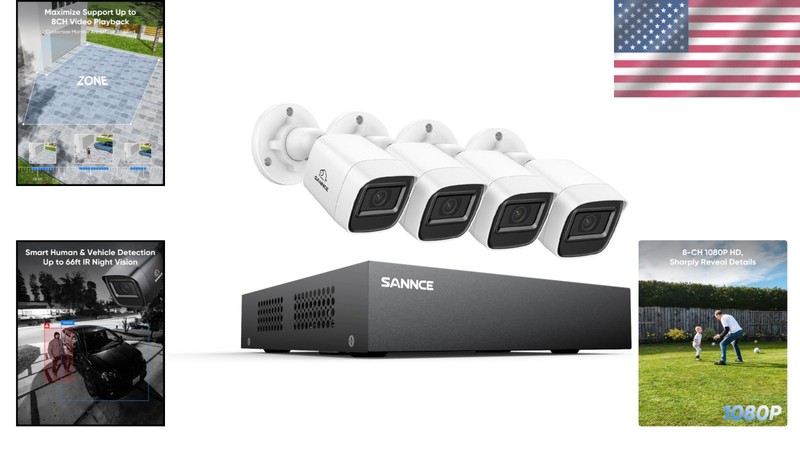Weatherproof 8CH 1080P Surveillance System with Humanoid Motion Detection Alerts gallery
