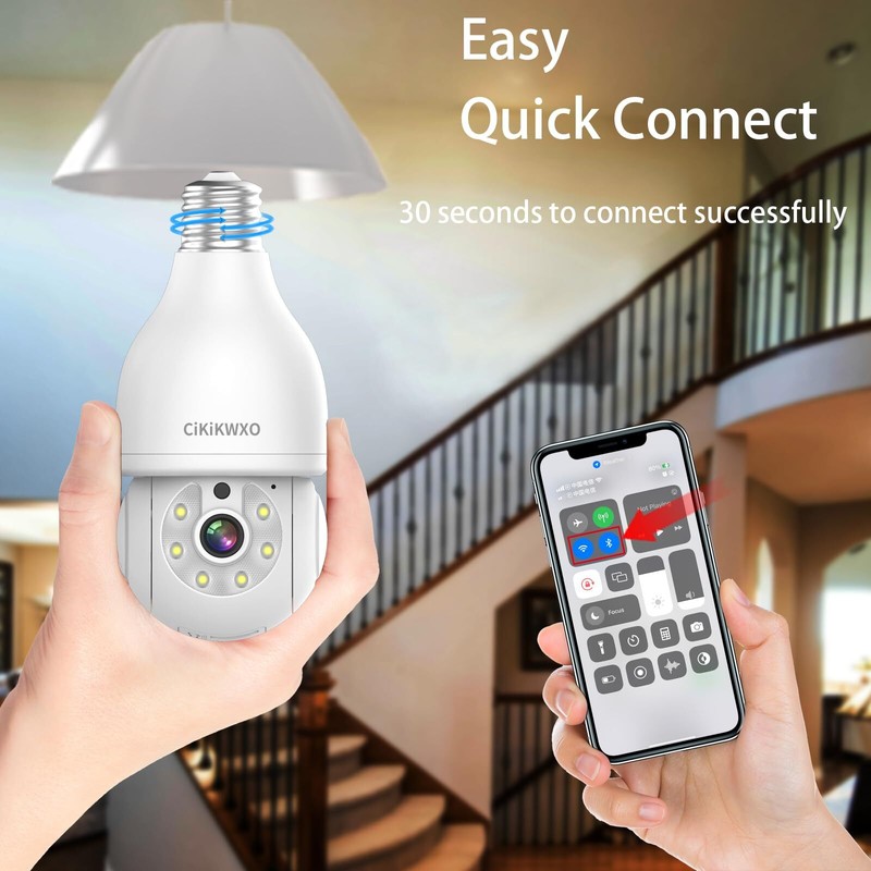 Foco Camara WiFi 2K HD Inteligente AI Inalambrica 360° Seguridad Cámara Espía gallery
