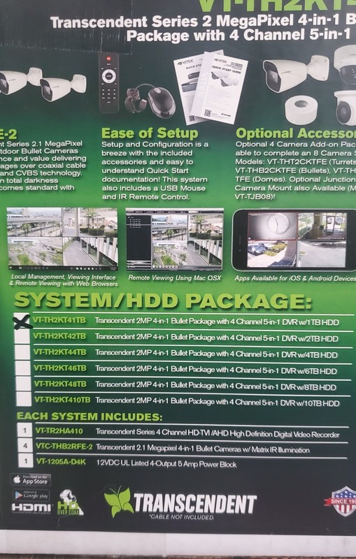 VITEK VT-TH2KT4B HD Security Camera System 4 Camera DVR Kit NEW Open Box gallery