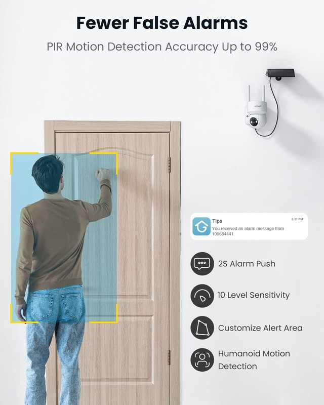 ieGeek Outdoor Wireless Solar Security Camera Home 2K WIFi Battery CCTV System gallery