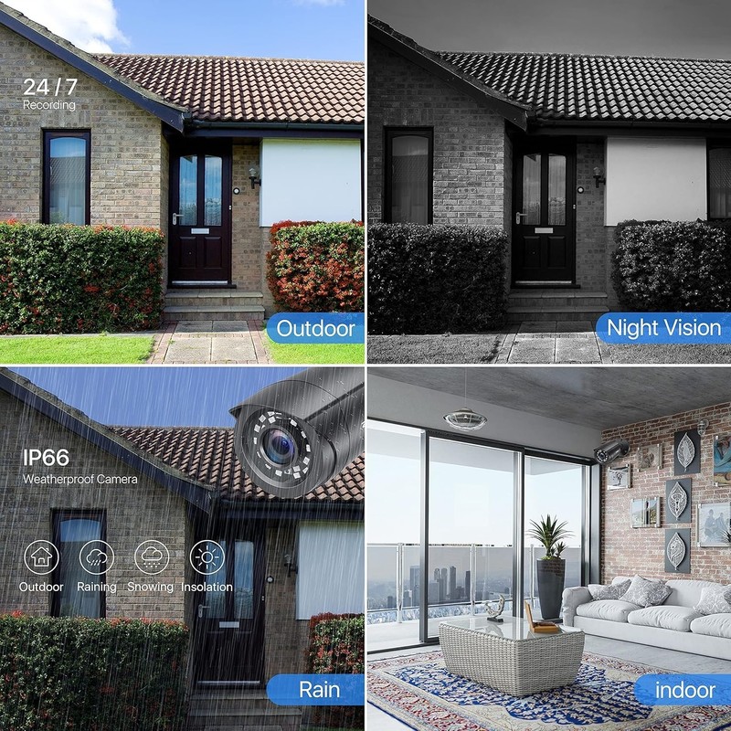 4 Camaras De Seguridad Wifi Exterior 1080P Inalambrica Con Vision Nocturna Video gallery