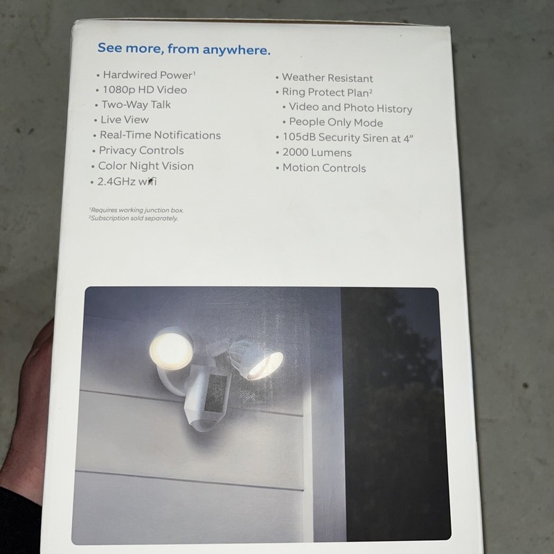 Ring Floodlight Cam Plus Outdoor Wired 1080p Surveillance Camera Black or White gallery