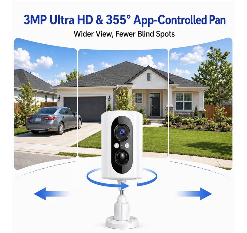 2-Pack 2K Wi-Fi Security Cameras 355° Pan PIR Night Vision 2-Way Audio IP65 gallery