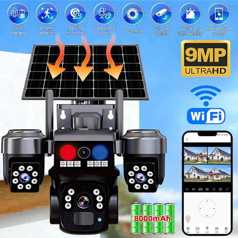 Solar Battery Powered Wireless WiFi Outdoor Pan/Tilt Home Security Camera System gallery