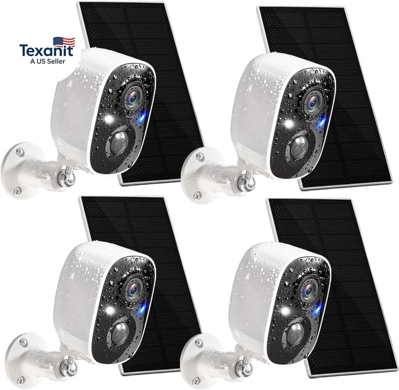 Solar Security Cameras Wireless Outdoor 4 Pack, 2K Battery Powered Cameras for H gallery