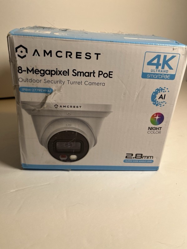 Amcrest IP8M-2779EW-AI 4K 2160p PoE Outdoor Turret Cam Mic WDR White 2.8mm