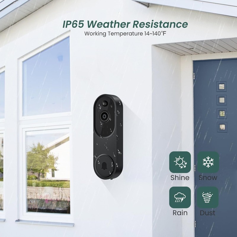 1080p Video Doorbell Camera Wireless with Chime, AI Human Detection, 2-Way Audio gallery