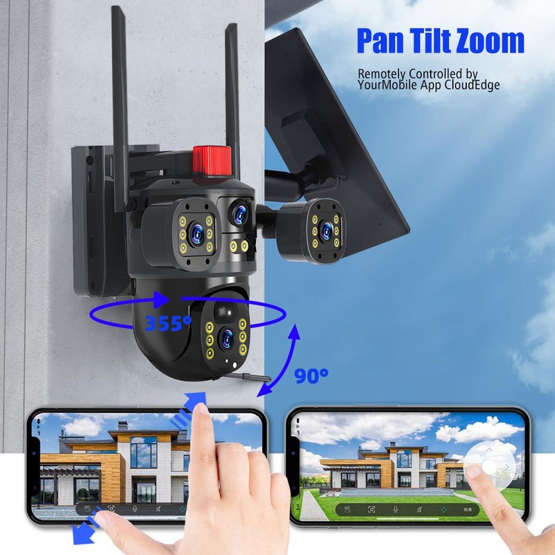 Solar Battery Powered Wireless WiFi Home Security Camera System Outdoor Pan/Tilt gallery