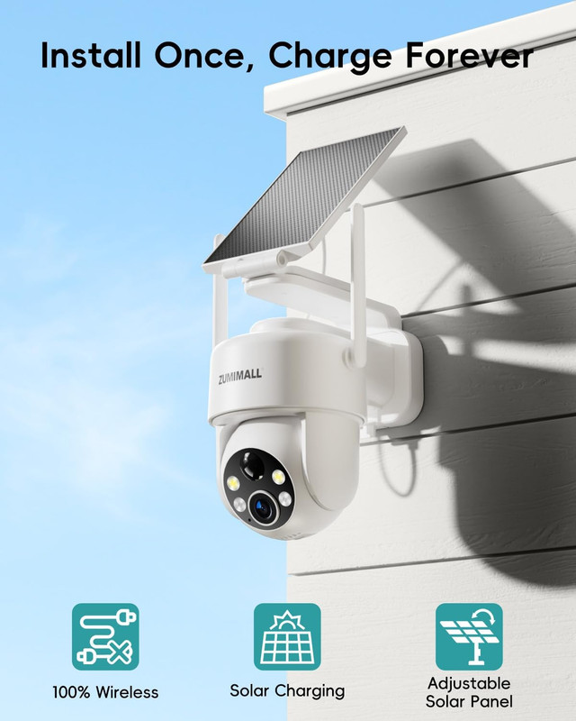 2K Solar Security Cameras Wireless Outdoor 2-Pack, 360° PTZ Camera for Home Secu gallery
