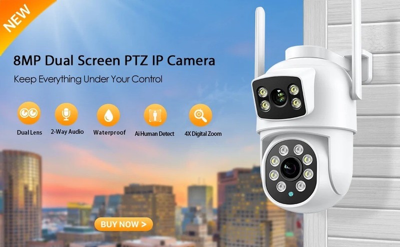 8MP 4K Wifi Camera Dual Lens Security Protection Waterproof Security CCTV gallery