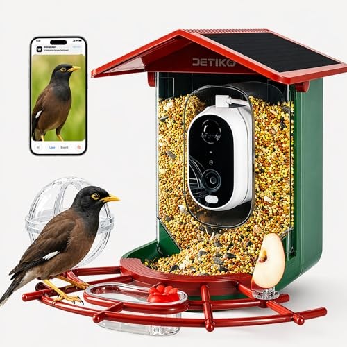 Bird Feeder with Camera, 2K HD 147° Wide Angle, Live View, Solar Powered, IP65 gallery