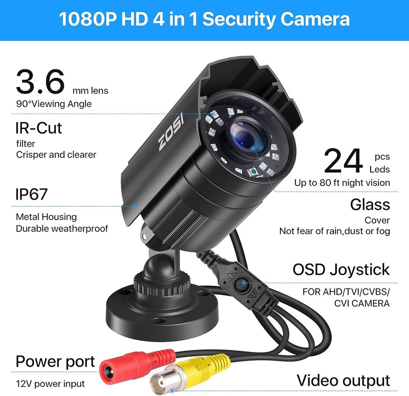 2.0MP 1080P HD 1920TVL Security Camera Hybrid 4-in-1 TVI/CVI/AHD/960H CVBS CC... gallery
