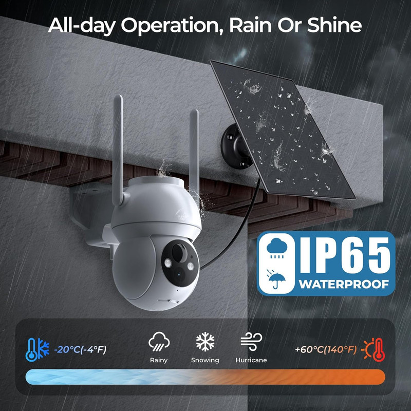 Solar Security Camera Wireless Outdoor, 2K HD Color Night Vision Home Security C gallery