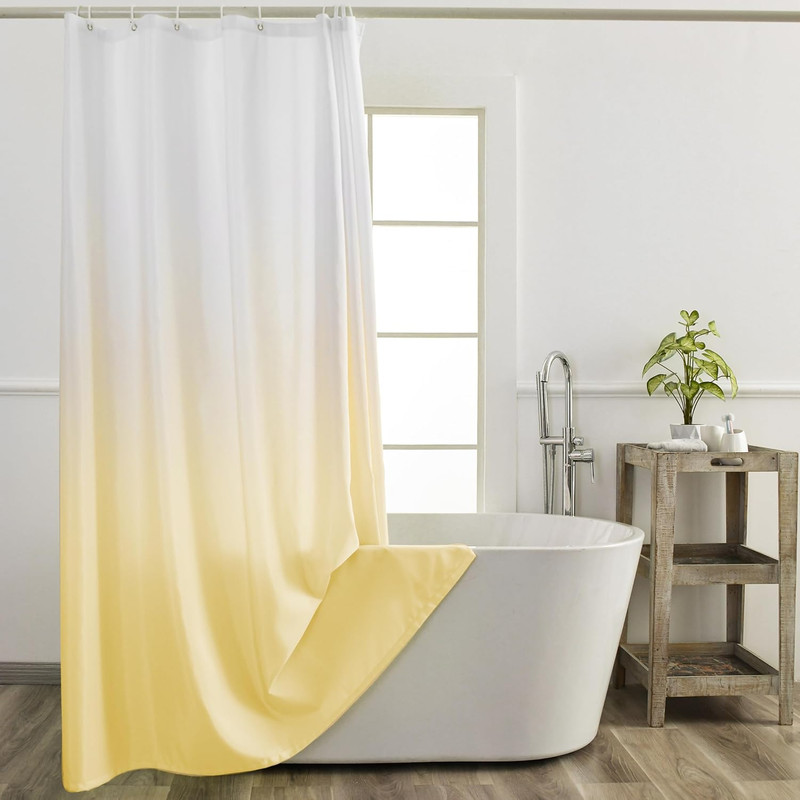 Yellow Ombre Shower Curtain 72x72 inch Modern Fabric with 12 Hooks gallery