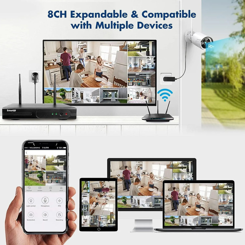2.5K H.265+ NVR 4pcs 5MP camera Plug-in Security Instant Alert Camera System+3TB gallery