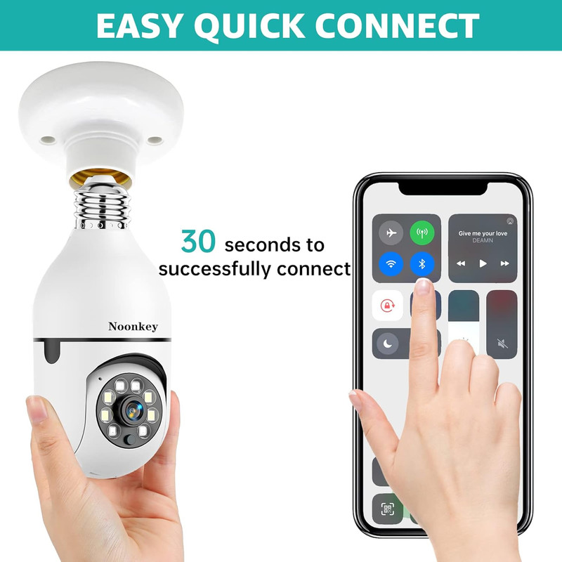 2K/3MP Light Bulb Security Camera, 5G& 2.4Ghz Wifi 2 Pack Alexa Home 360° Wirele gallery