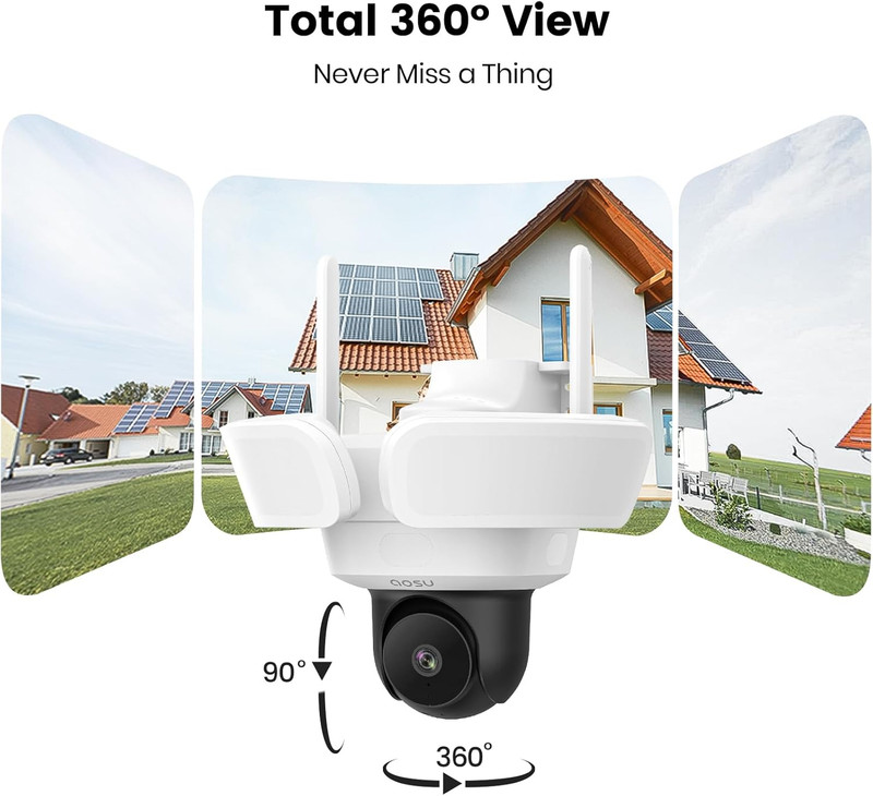 Floodlight Camera Wired, 3K UHD Security Camera Outdoor, 360° Coverage Surveilla gallery