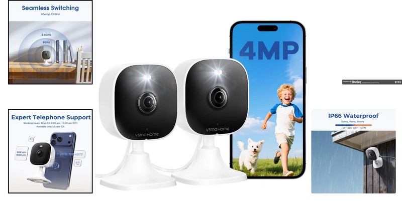 Weatherproof 4MP Camera System - Two Cameras with 2-Way Audio for Home Safety gallery