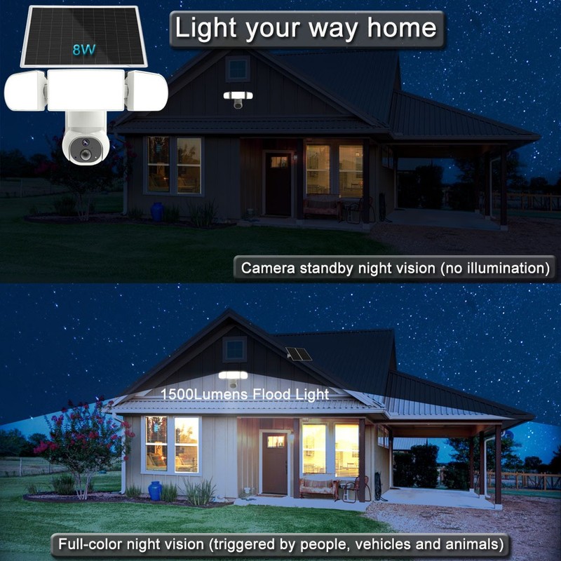 4MP Solar Security Camera 1500LM Floodlight 4G WiFi Motion Sensor IP65 CCTV gallery