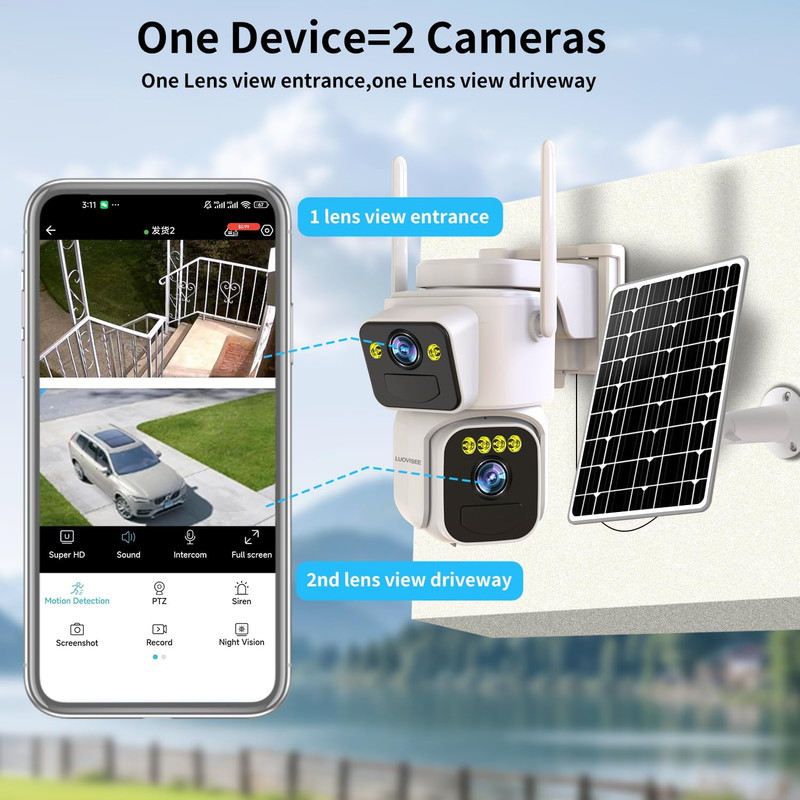 Cameras for Home Security with Dual Lens,2.4G/5G Wifi Outdoor Camera Wireless So gallery