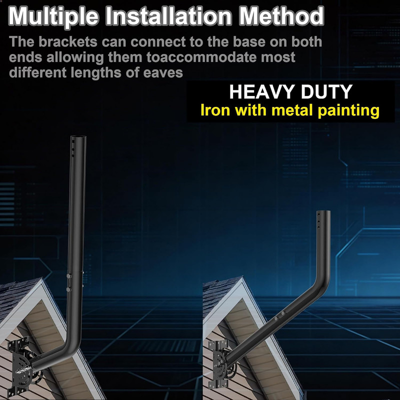 Heavy Duty 28" Adjustable Antenna Wall Mount Bracket - 2-Pack Black gallery